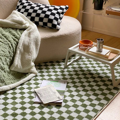 Japanese Style Carpets for Living Room Minimalist Bedroom Decor Plaid Carpet Checkerboard Lounge Rug Large Area Plush Floor Mat